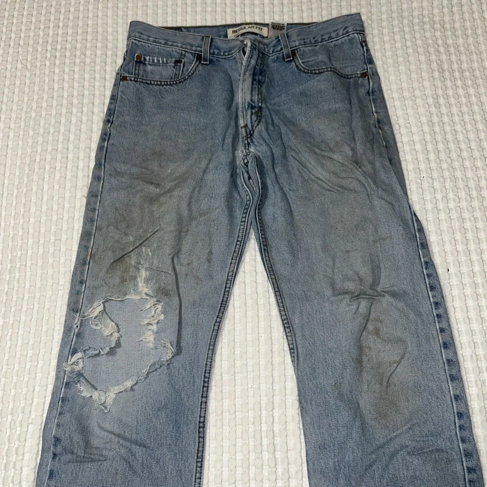 Vintage Y2K Levi's 505 Jeans 34x34 Light Wash Destroyed Distressed Grunge